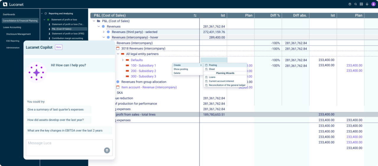Lucanet Consolidation and Financial Planning with Copilot