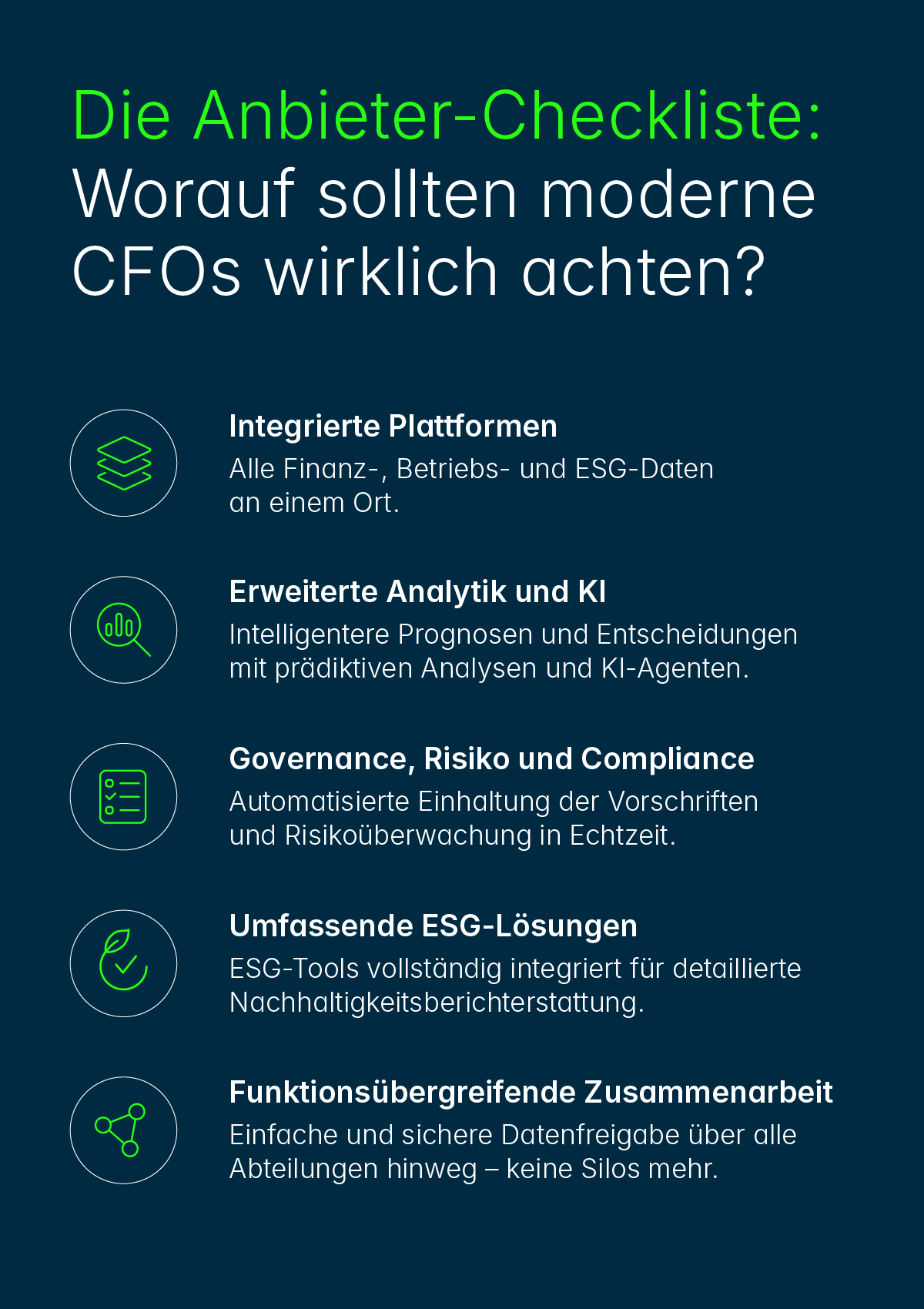 vendor checklist of what a modern CFO should look for