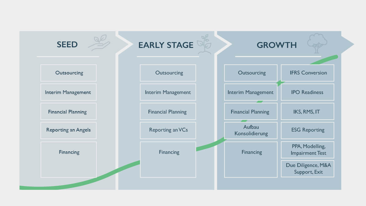 financial software development stages of startups