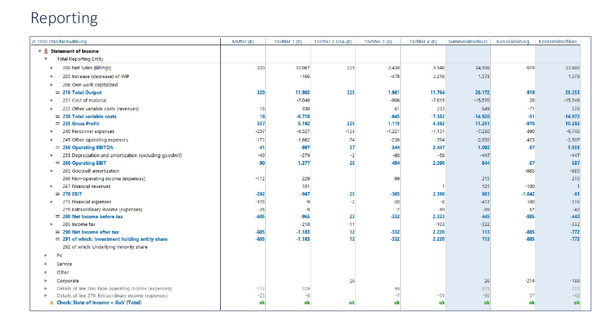 Reporting Statement of Income