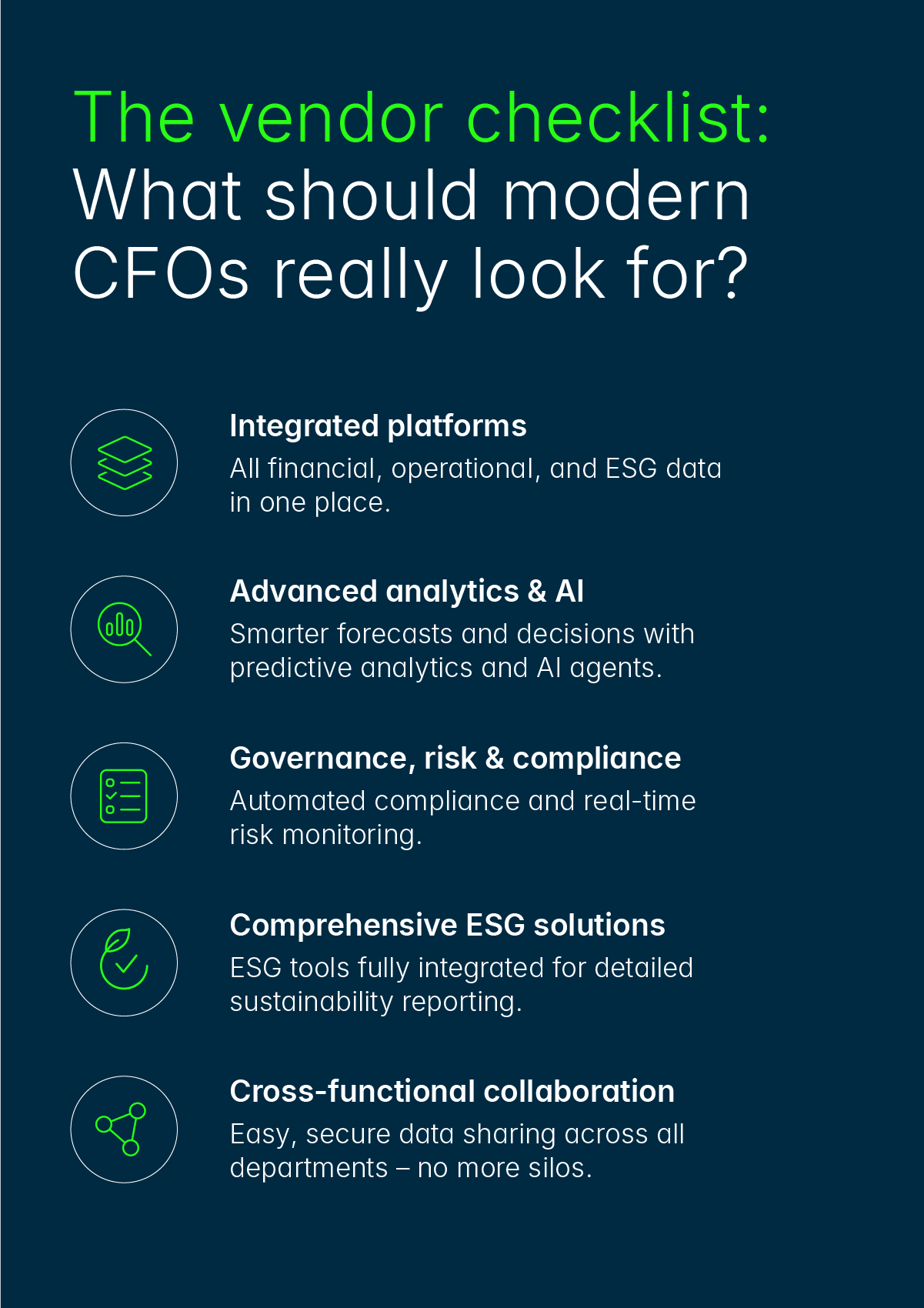 vendor checklist of what a modern CFO should look for