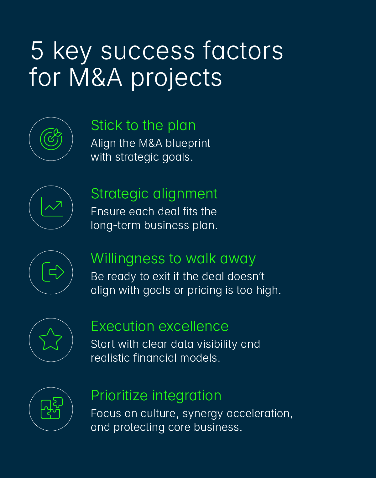 5 key success factors for M&A projects
