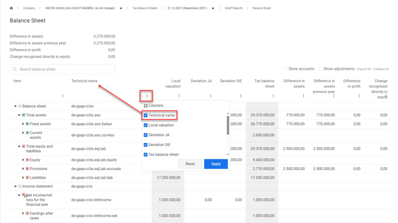 XBRL reports mapping