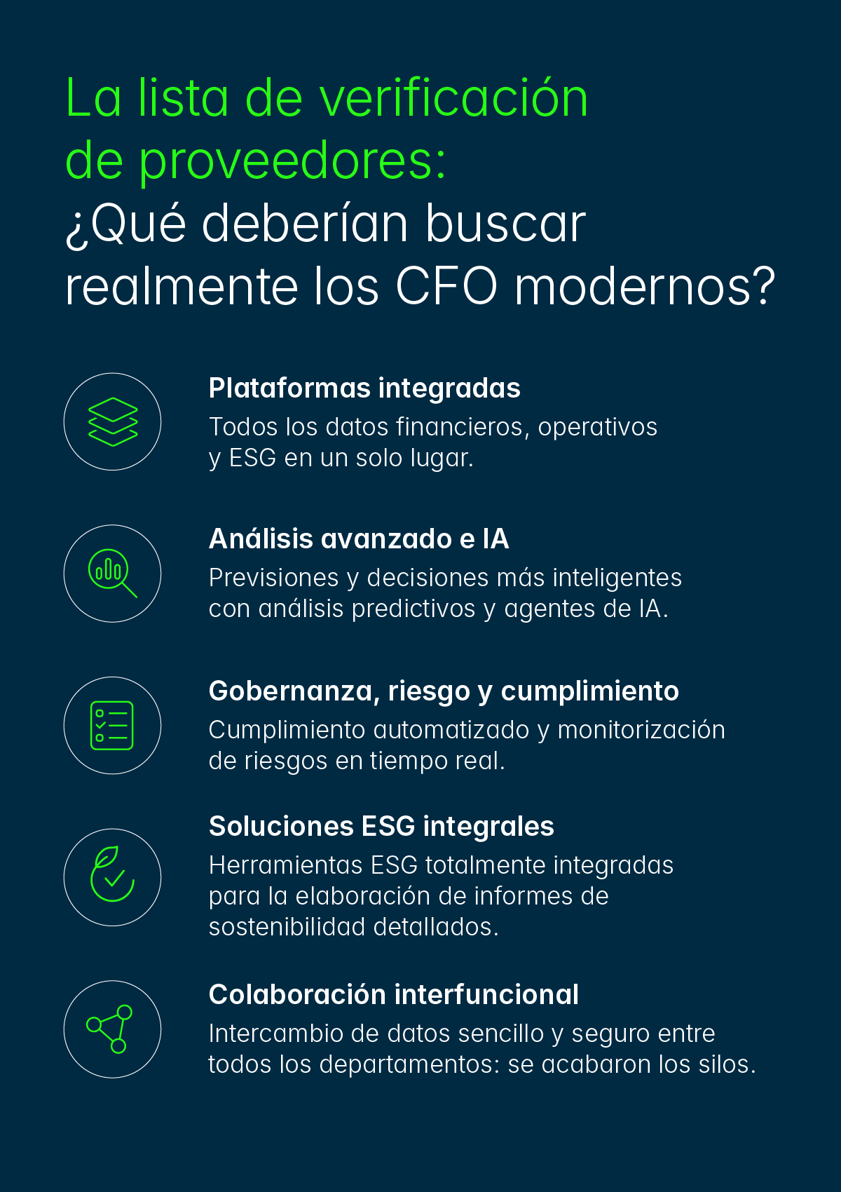 vendor checklist of what a modern CFO should look for